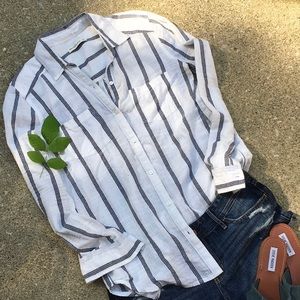 Black and white striped button up shirt